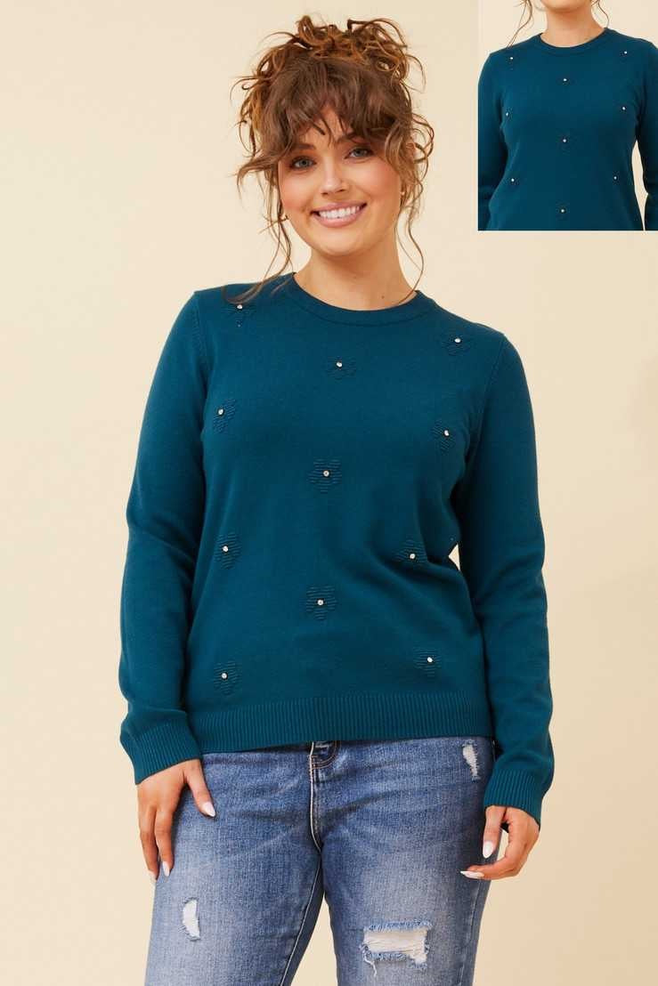 Caroline Morgan Floral Diamanté Knit KP519089