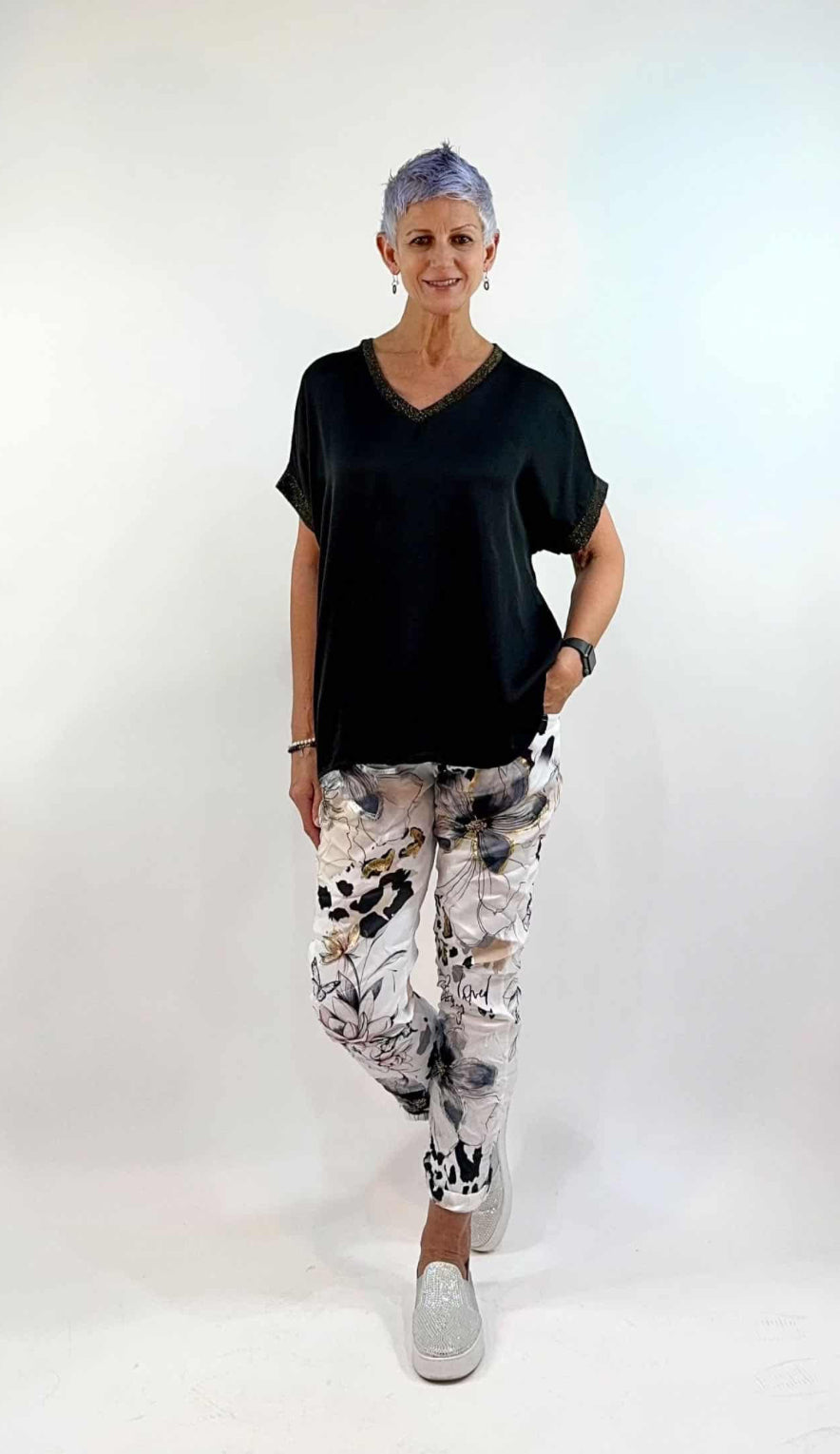 La Strada Animal Print Crinkle Pants LSP21-70-311