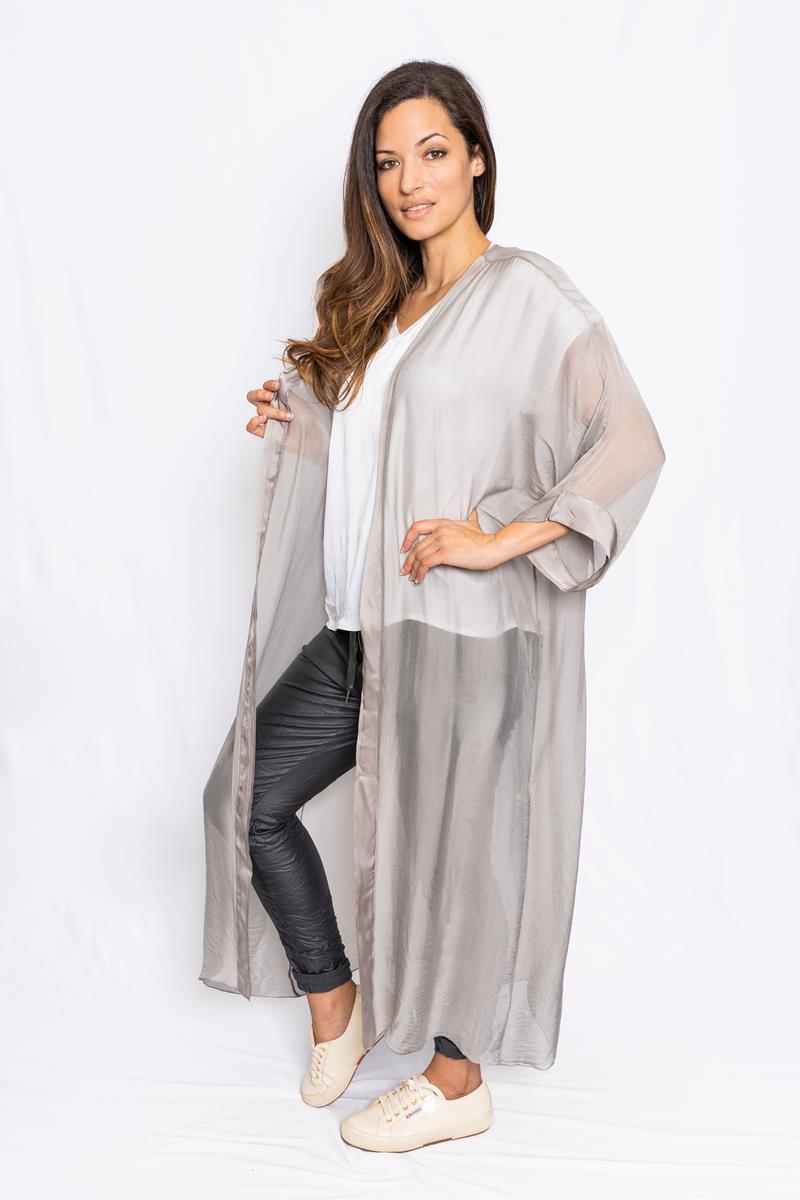 Italian Closet Perdita Silk Long Jacket