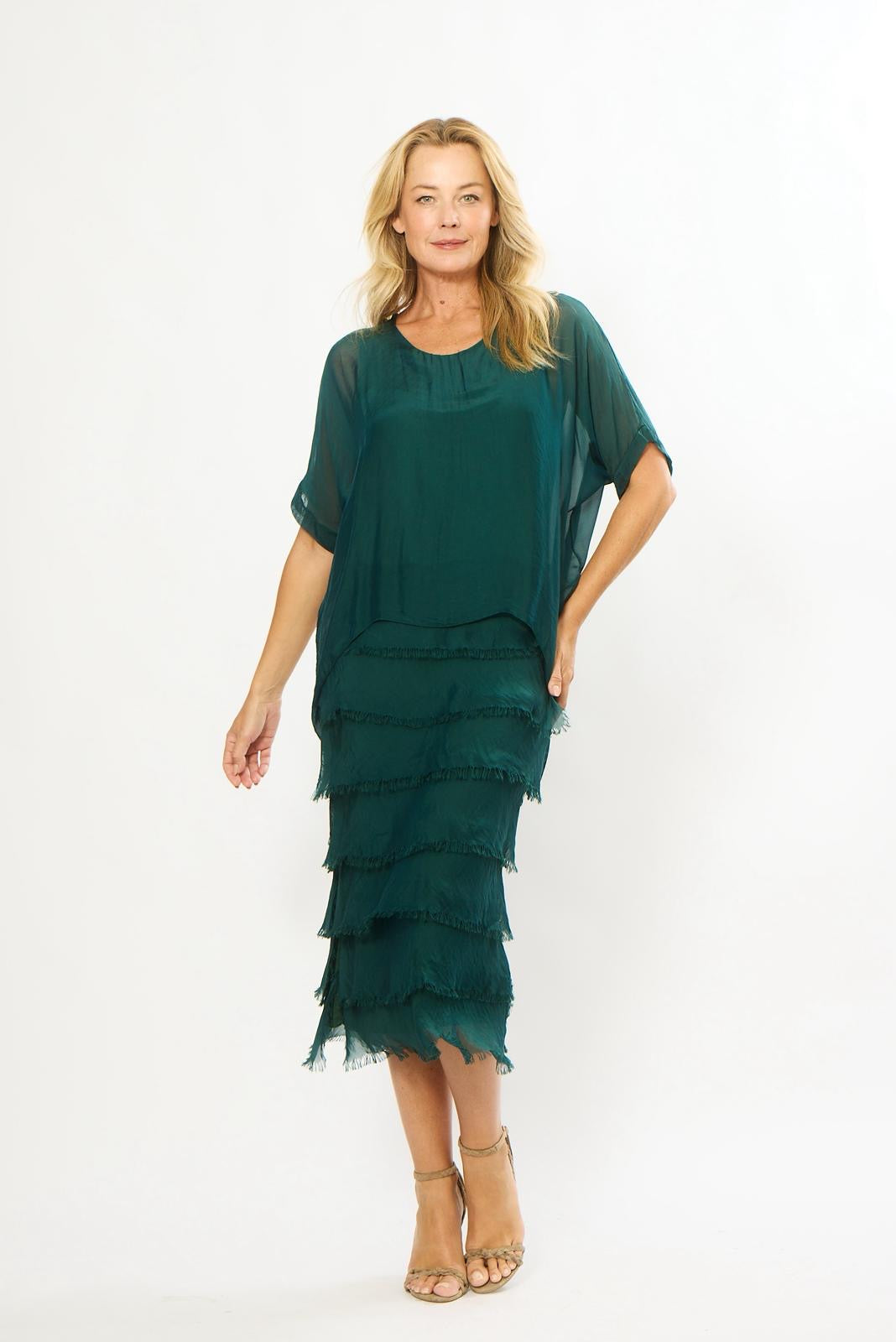 La Strada Frayed Edge Silk Dress LSD21-703