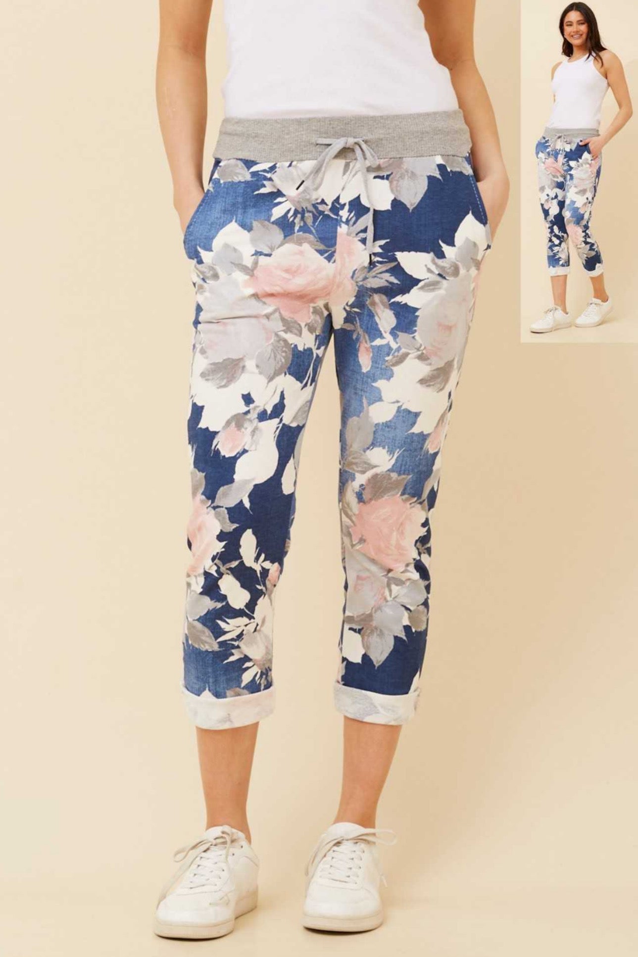 Caroline Morgan Floral Printed Pants P509850