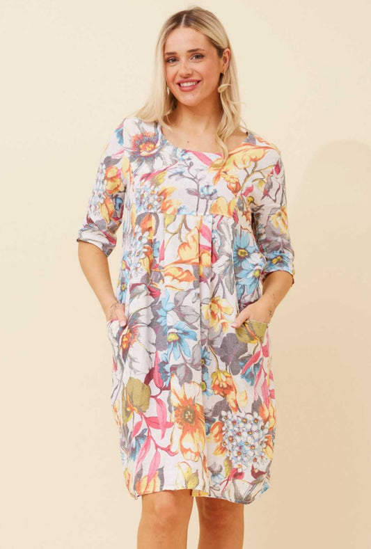 Bottega Moda Floral Linen Dress D520746