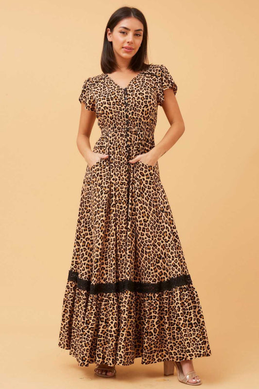 Caroline Morgan Leopard Maxi Dress D510071