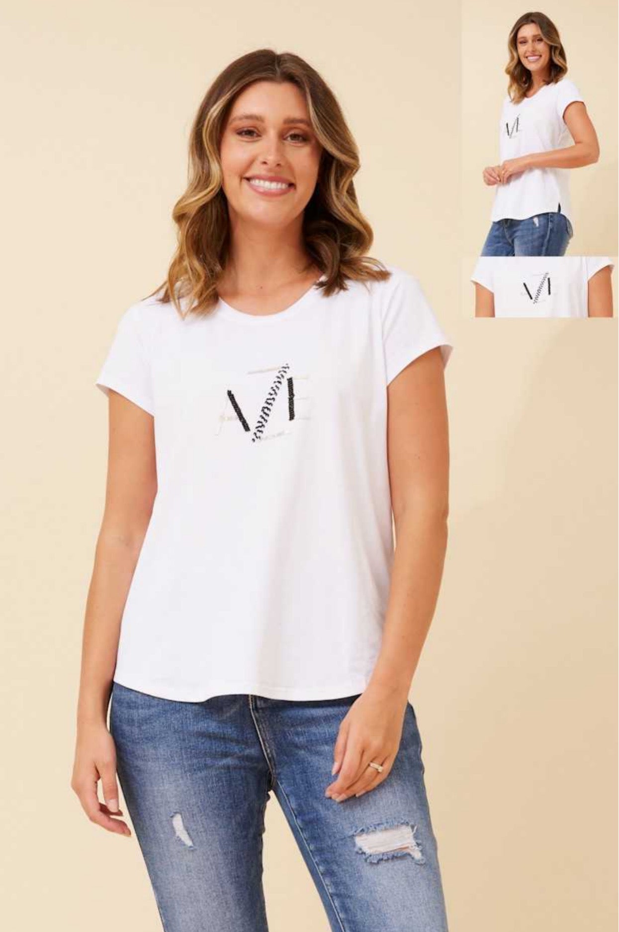 Caroline Morgan Beaded Tee T519493