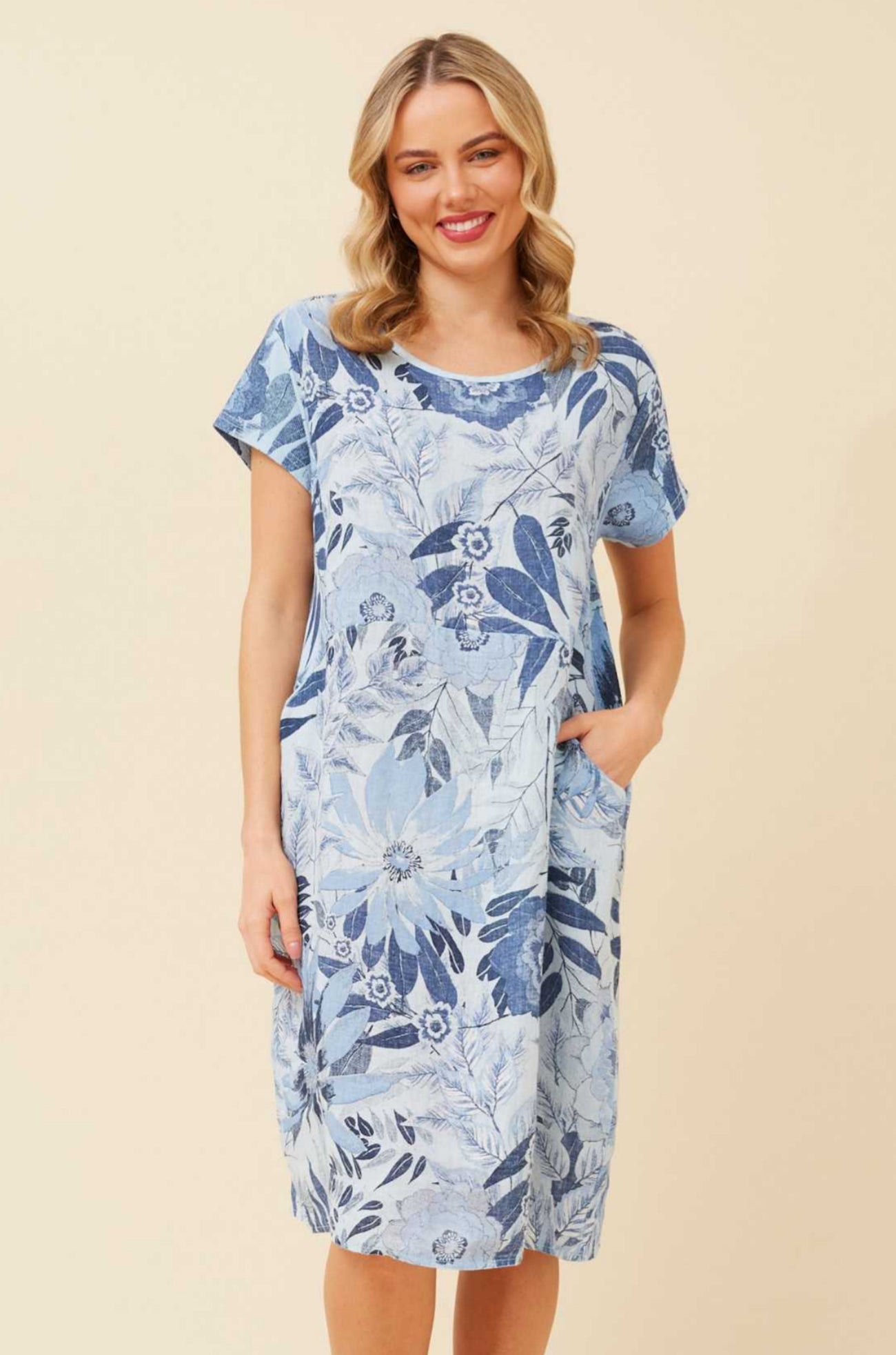 Bottega Moda Printed Linen Dress D519679