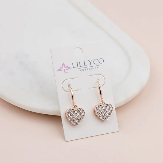 LillyCo Crystal Bling Heart Earring 363