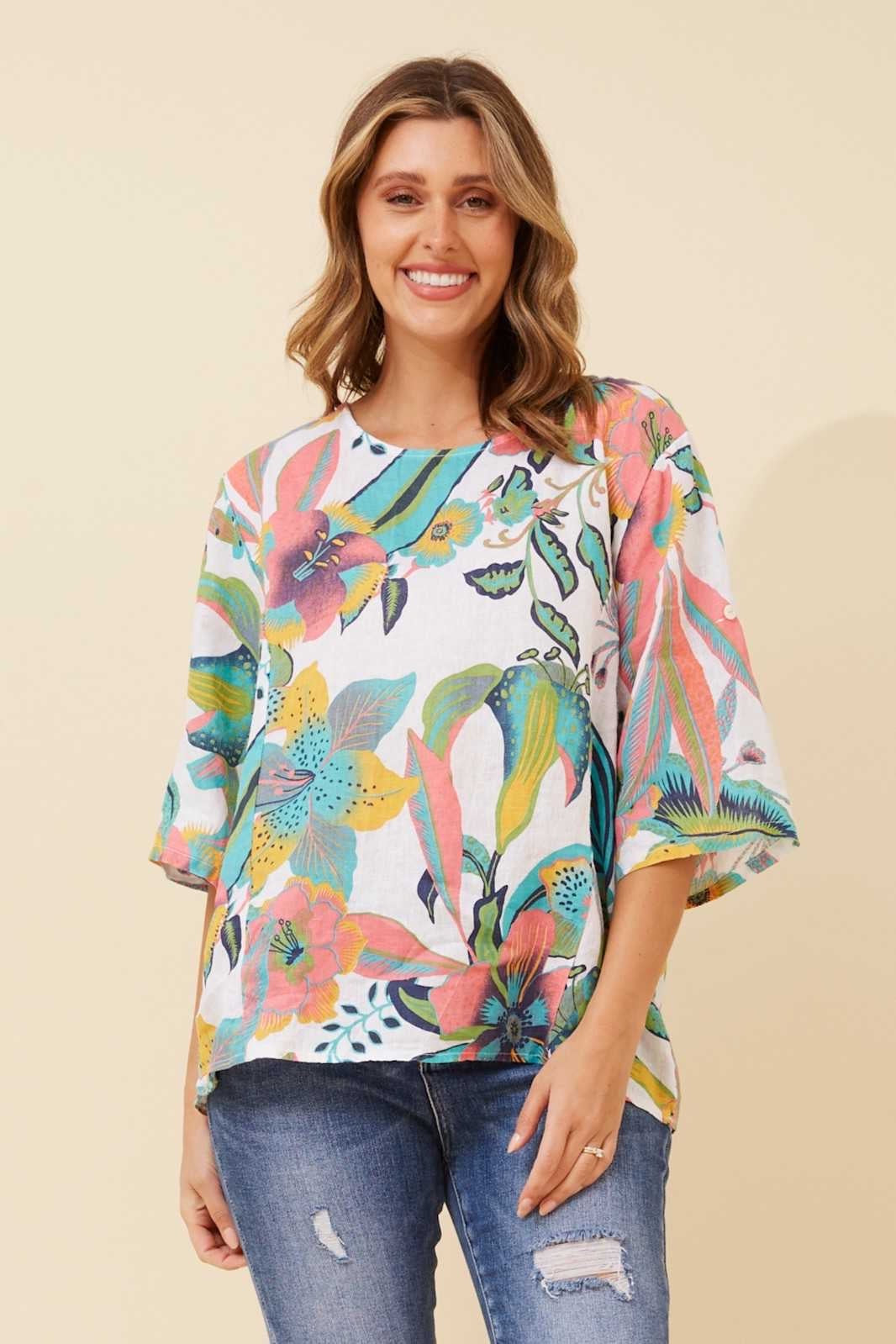 Bottega Moda Linen Jungle Top T521138