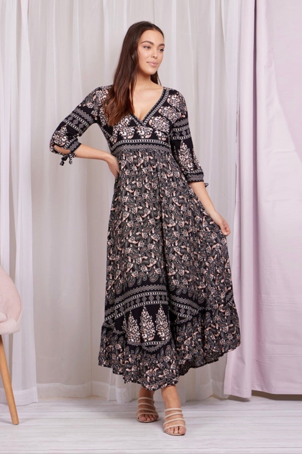 Caroline Morgan Boho Maxi Dress