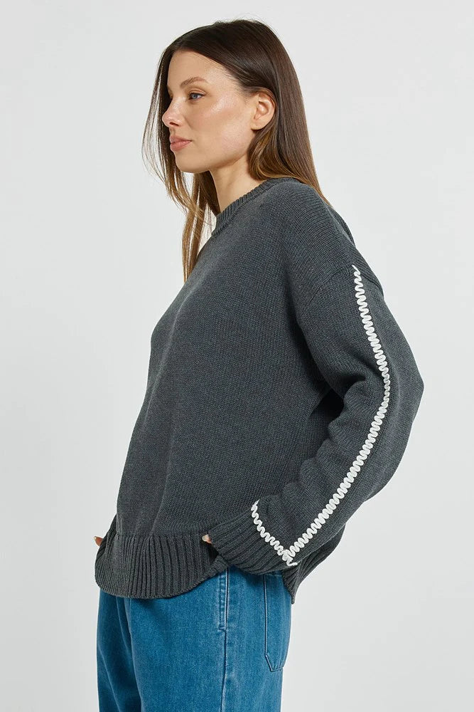 Betty Basics Contrast Stitch Sweater BB4126