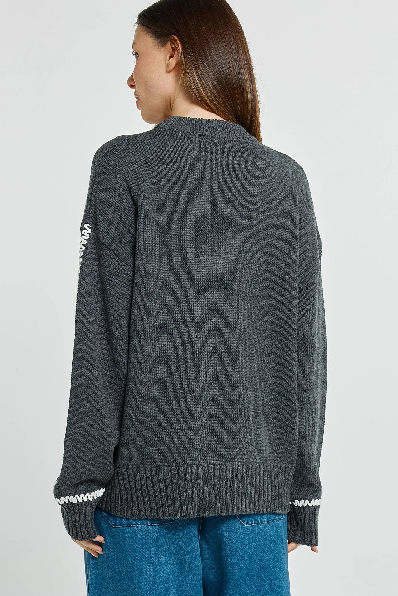Betty Basics Contrast Stitch Sweater BB4126