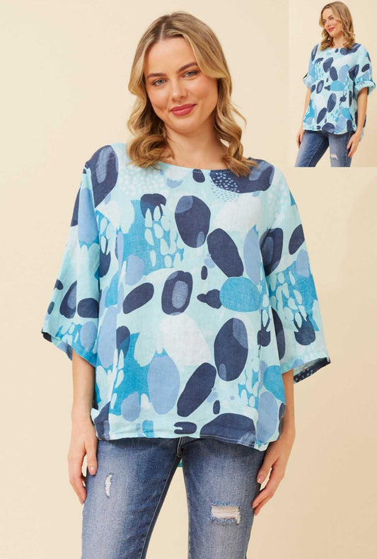 Bottega Moda 3/4 Sleeve Print Top T520036