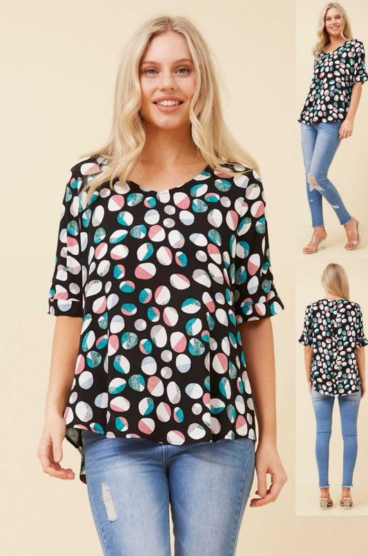 Caroline Morgan Polka Dot Button Back Top T518731