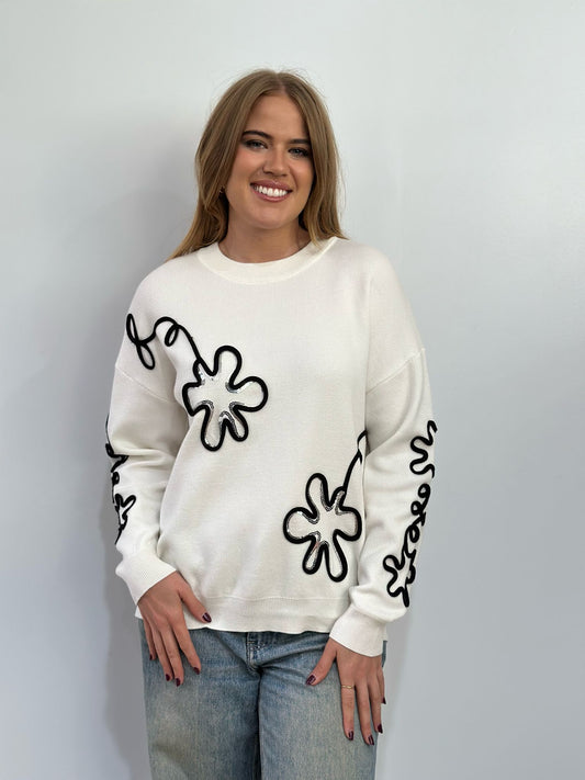 Sambara Contrast Flower Knit KN8716