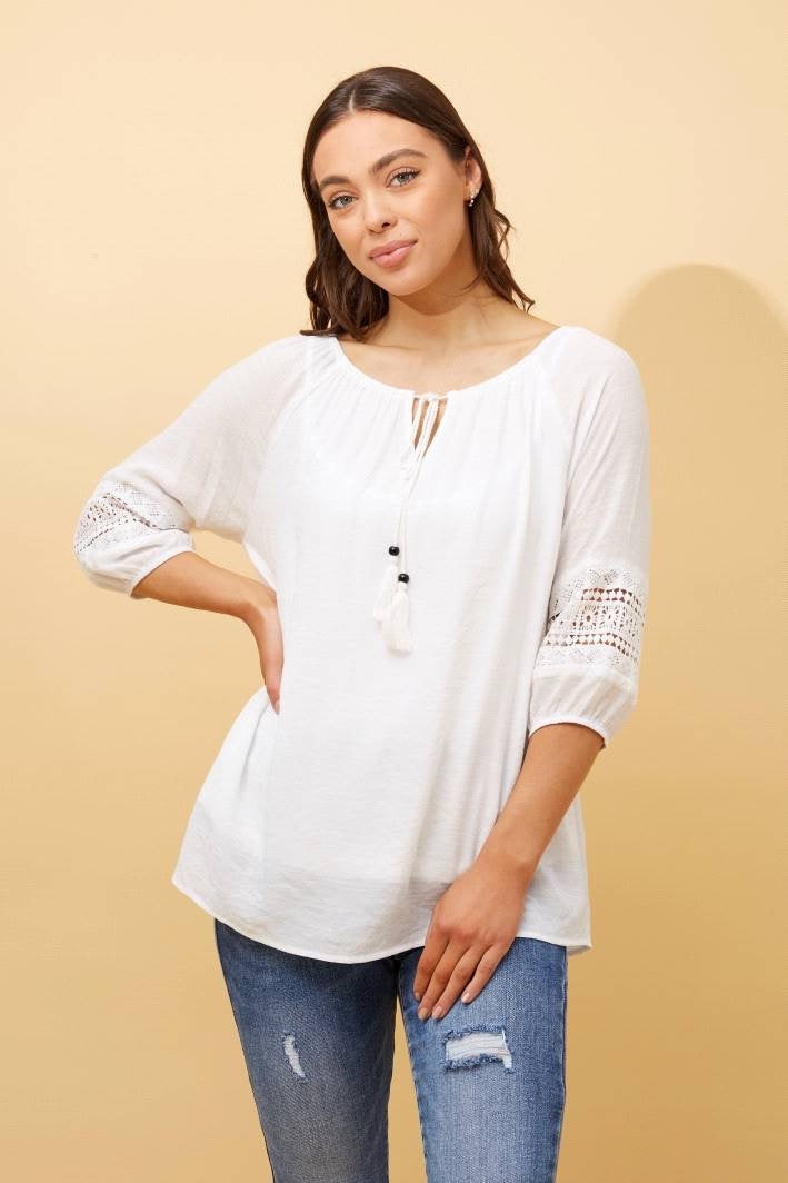 Caroline Morgan Lace Trim Top T510638