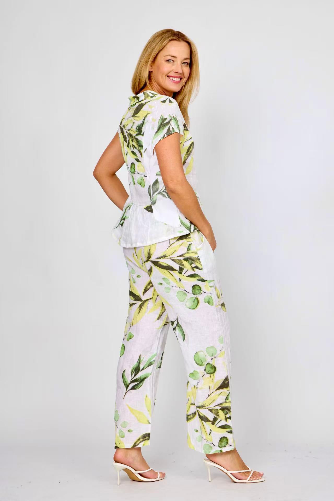 La Strada Leaf Linen Pants LSP25-643