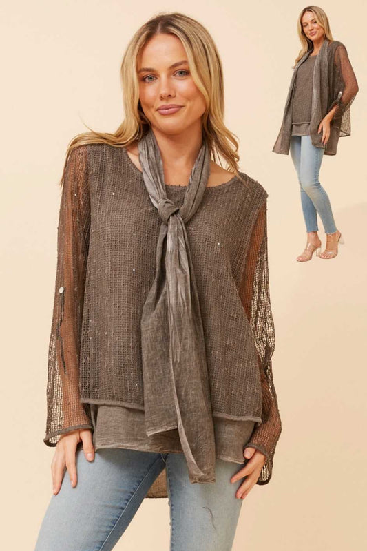 Bottega Moda Top w Scarf T522569