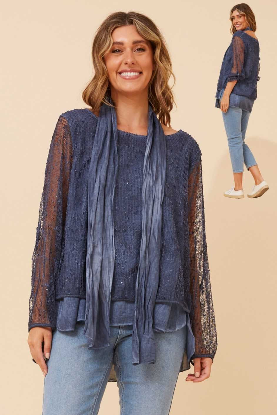 Bottega Moda Top w Scarf T522569