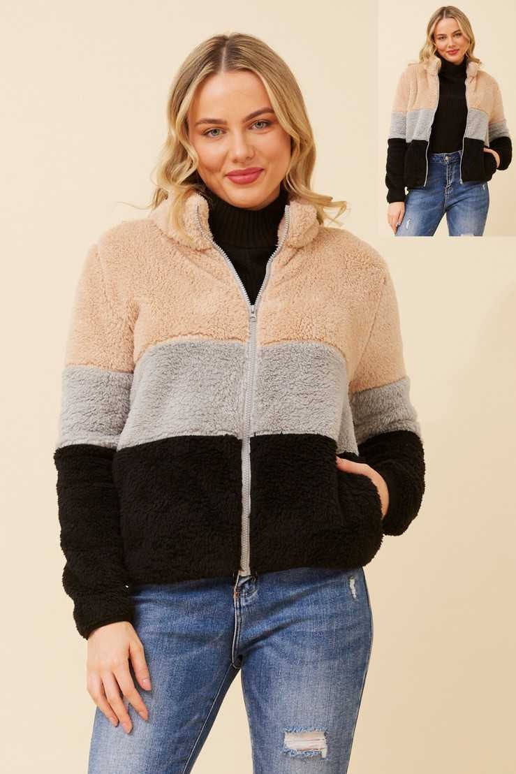 Caroline Morgan Zip Teddy Jacket J517022