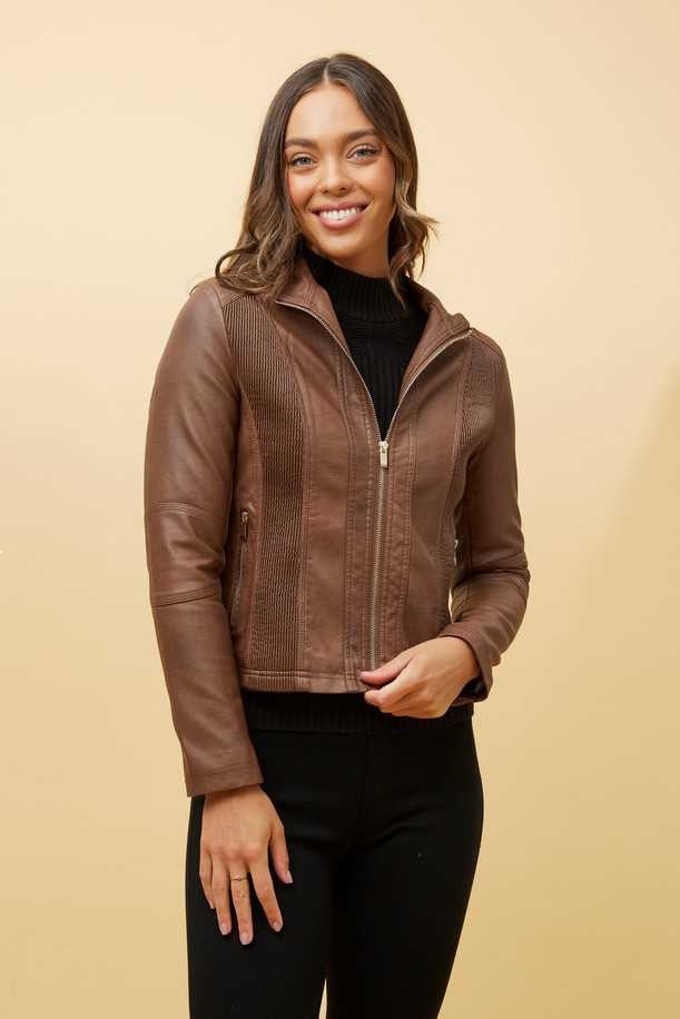 Caroline Morgan Faux Leather Jacket J508609