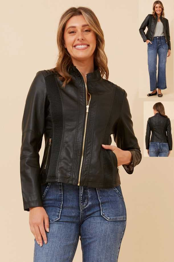 Caroline Morgan Faux Leather Jacket J508609