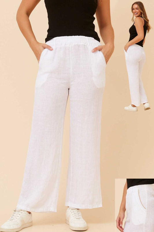 Bottega Moda Wide Leg 7/8 Linen Pant P522122