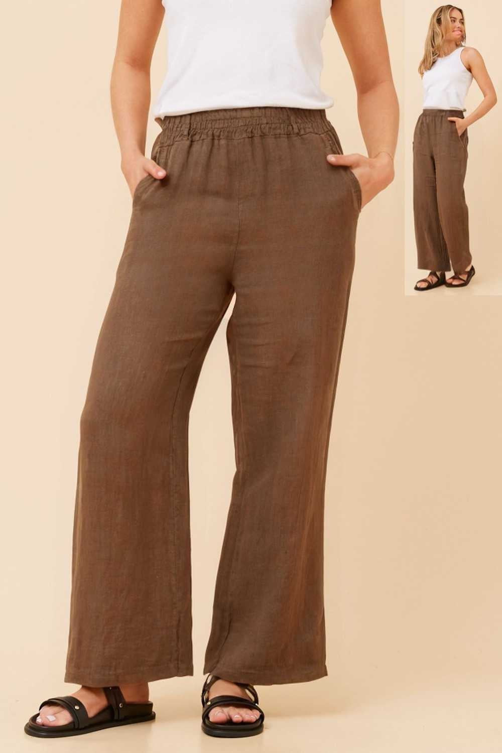 Bottega Moda Wide Leg 7/8 Linen Pant P522122