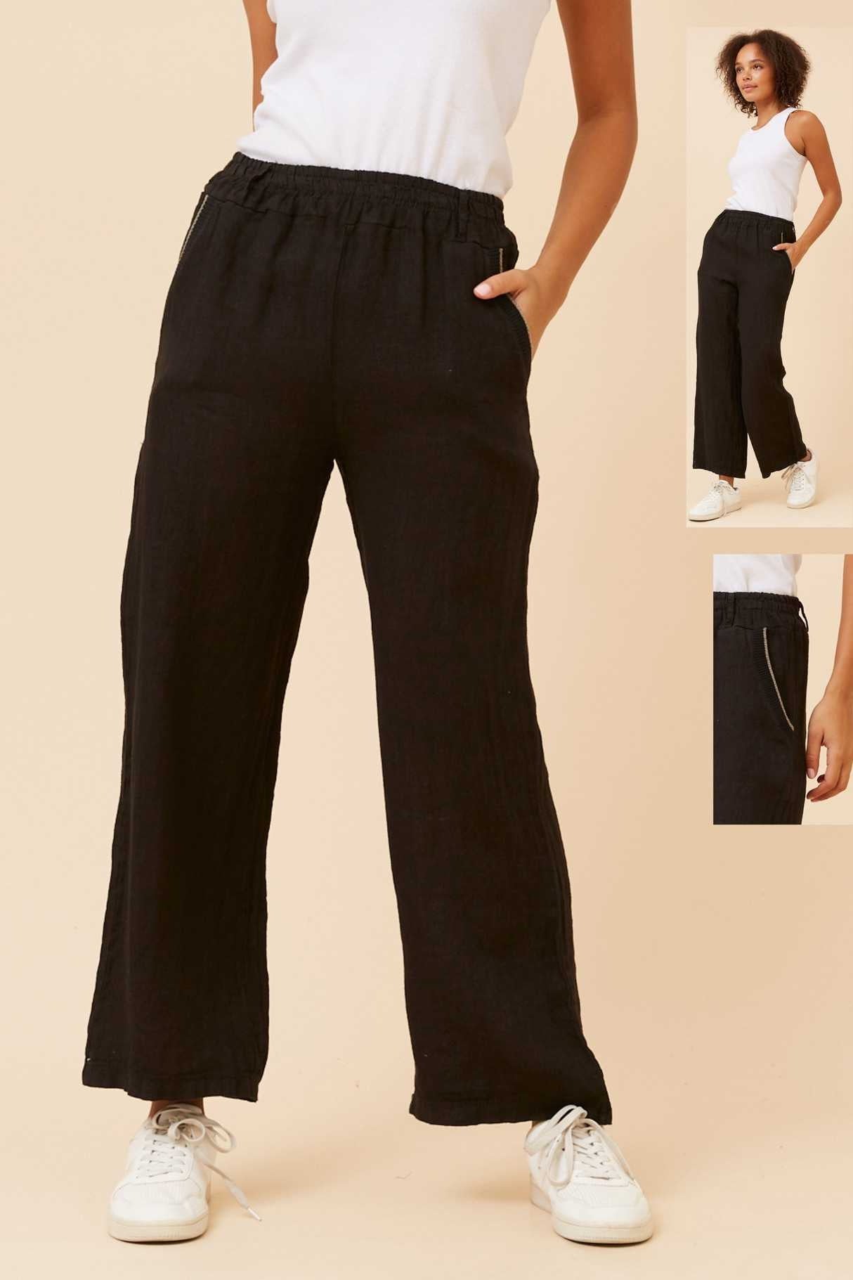 Bottega Moda Wide Leg 7/8 Linen Pant P522122