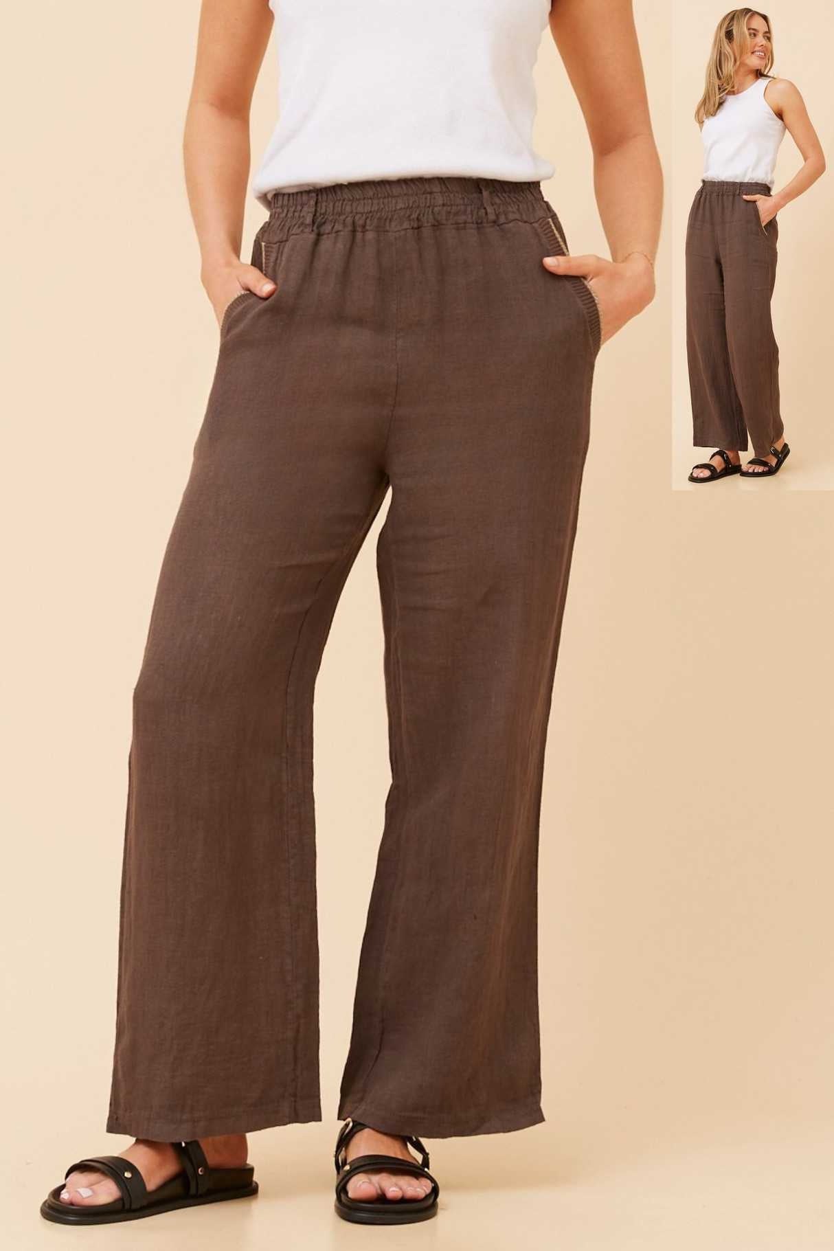 Bottega Moda Wide Leg 7/8 Linen Pant P522122