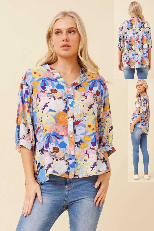 Caroline Morgan Floral Shirt T523197