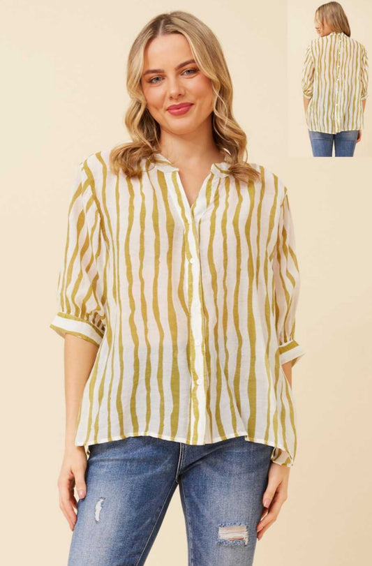 Caroline Morgan Button Print Top T520345