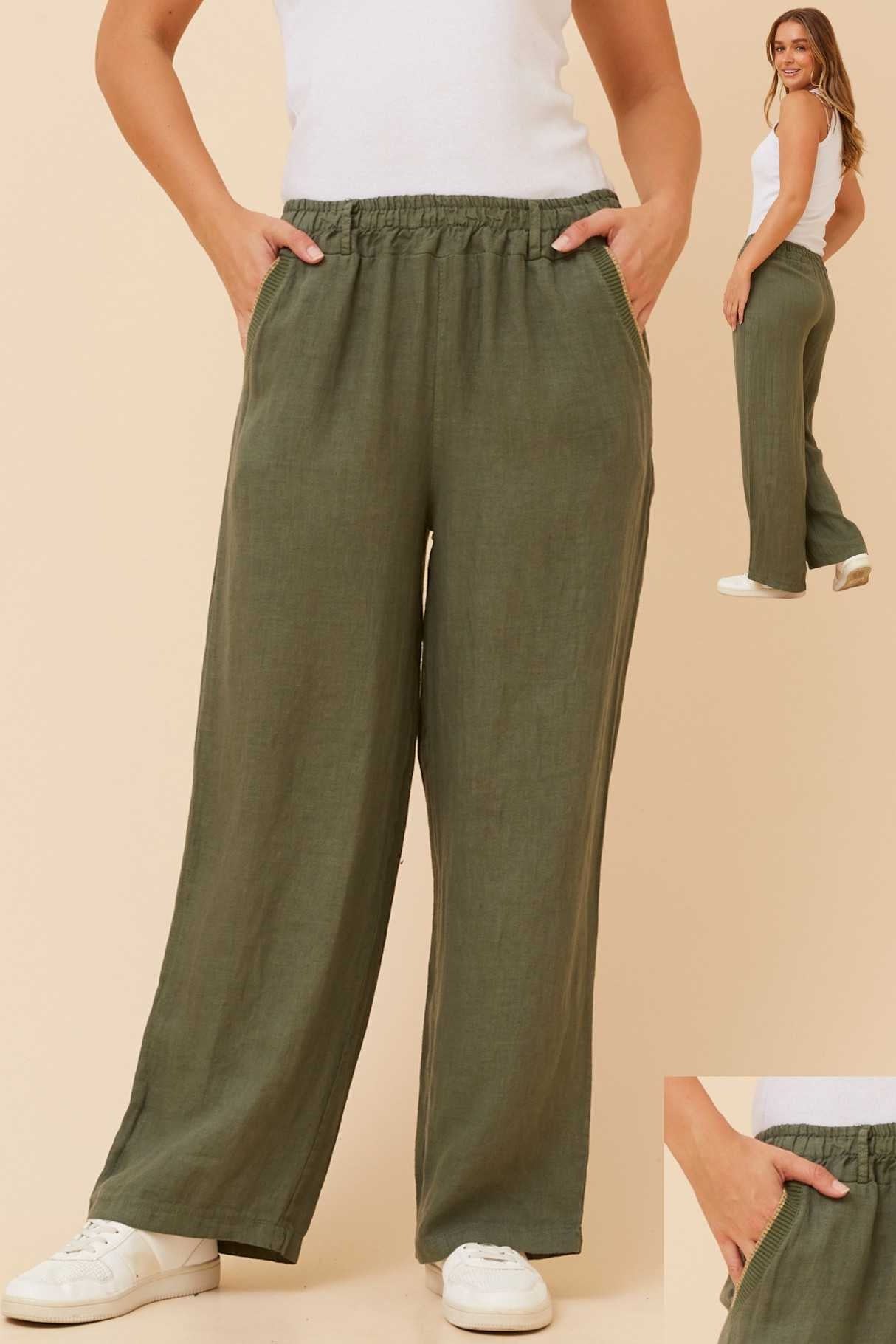 Bottega Moda Wide Leg 7/8 Linen Pant P522122