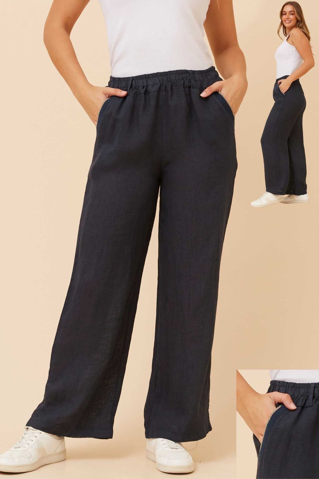 Bottega Moda Wide Leg 7/8 Linen Pant P522122