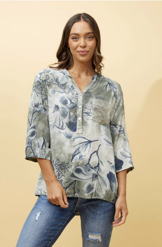 Bottega Moda 3/4 sleeve printed top T511730