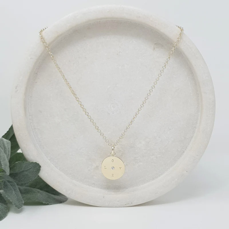 LillyCo Short "LOVE" Disc Necklace L1634