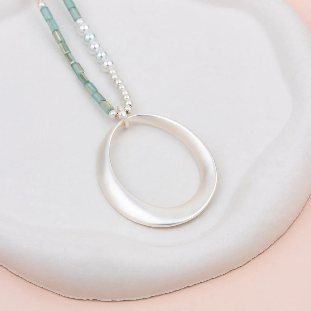Lilly Co Oval Pendant Long Necklace  L1928N