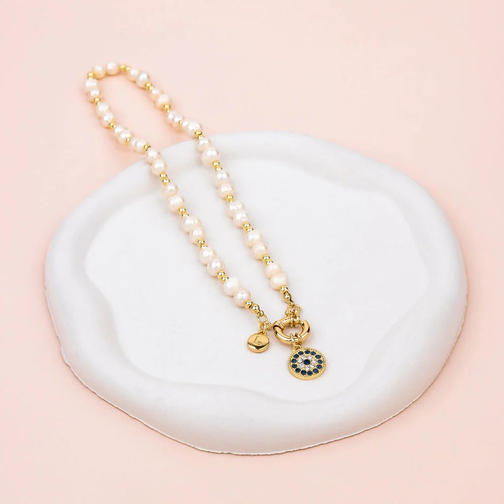 Lilly Co Eye Pendant Pearl Necklace L1932N