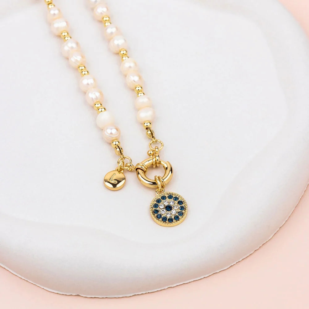 Lilly Co Eye Pendant Pearl Necklace L1932N