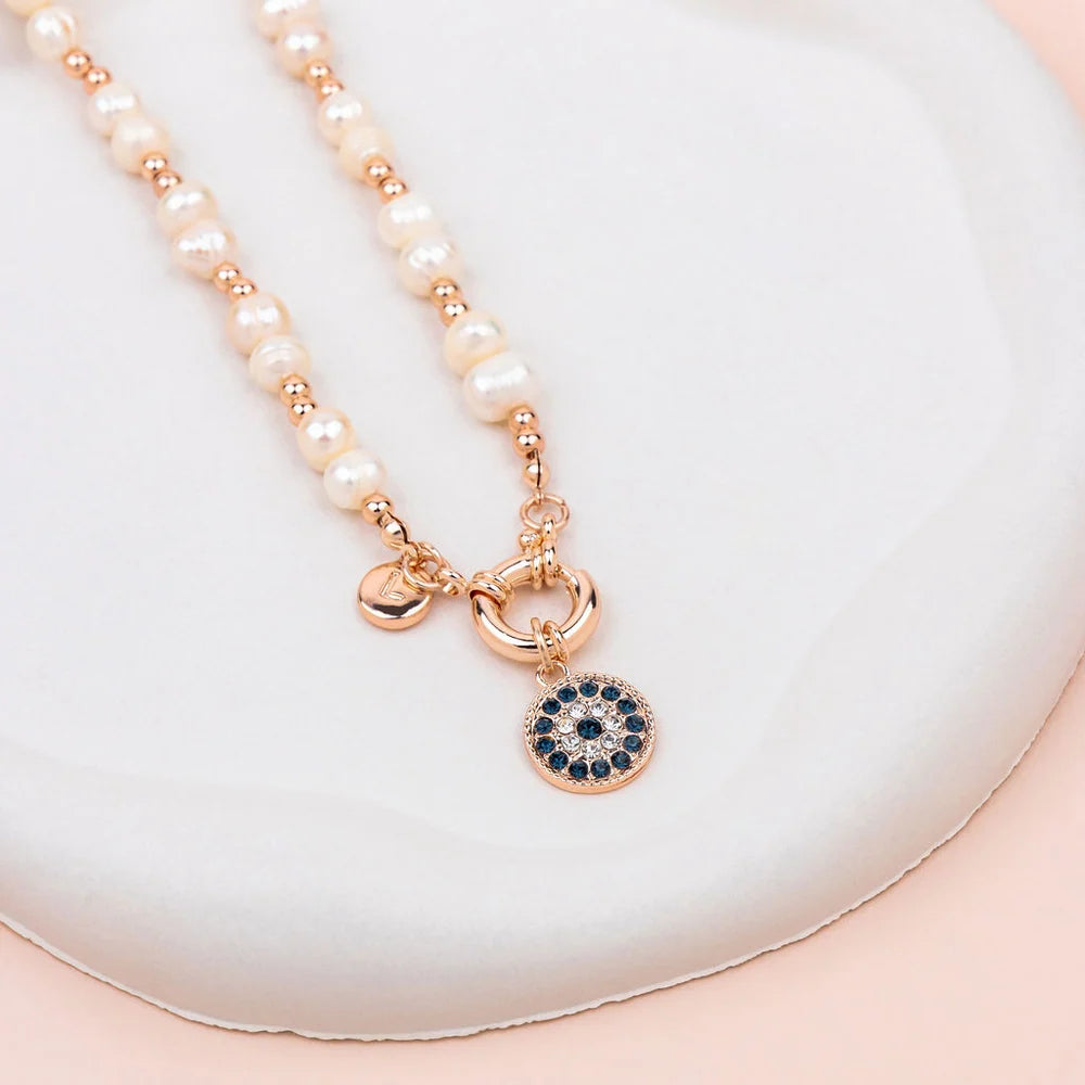 Lilly Co Eye Pendant Pearl Necklace L1932N