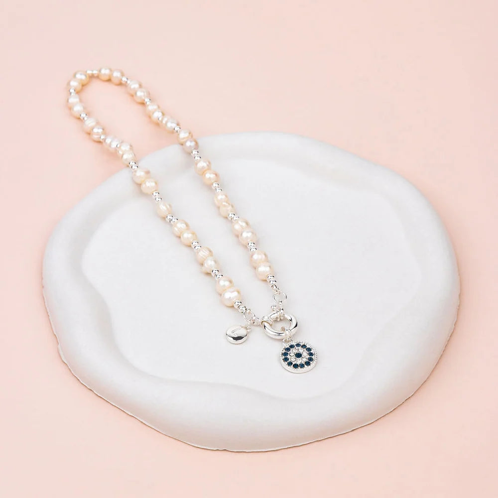 Lilly Co Eye Pendant Pearl Necklace L1932N