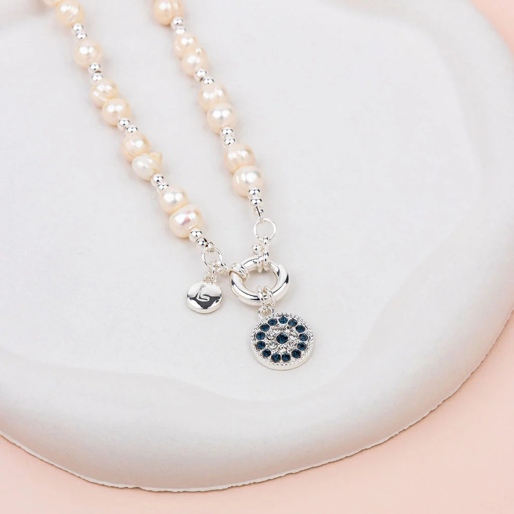 Lilly Co Eye Pendant Pearl Necklace L1932N