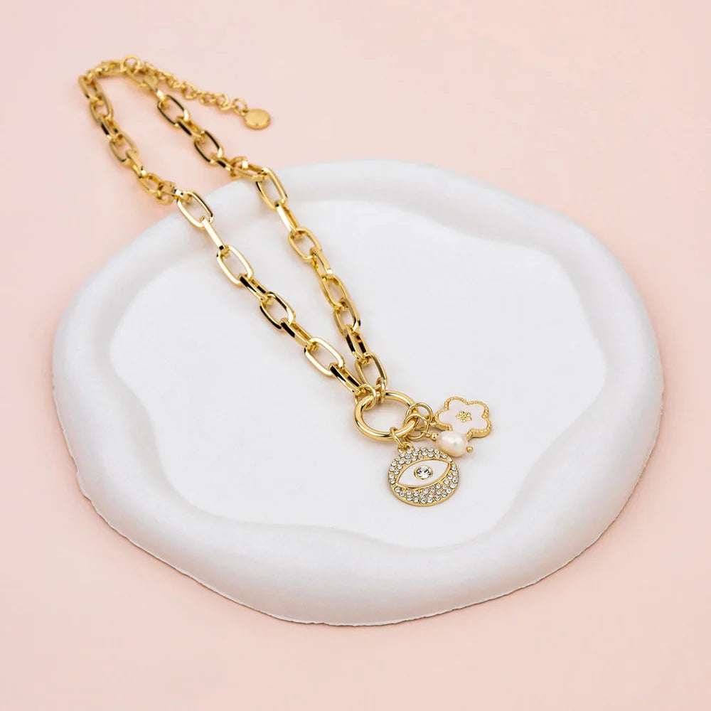 Lilly Co Crystal Eye Charm Necklace L1946N
