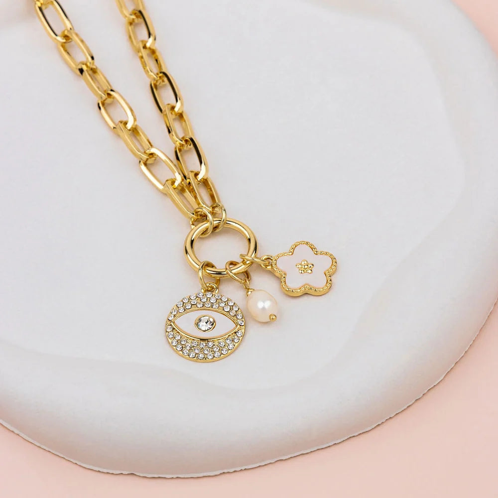 Lilly Co Crystal Eye Charm Necklace L1946N