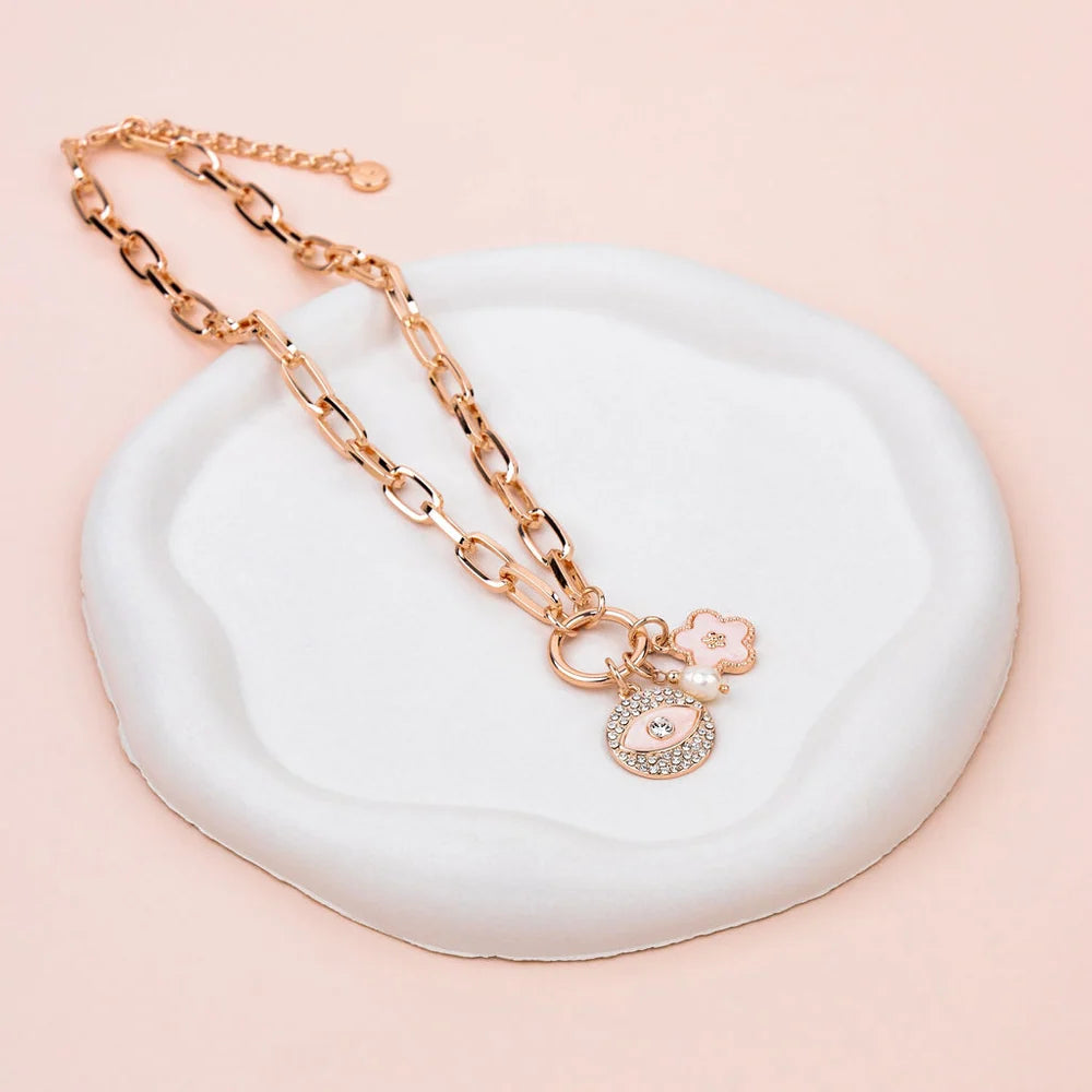 Lilly Co Crystal Eye Charm Necklace L1946N