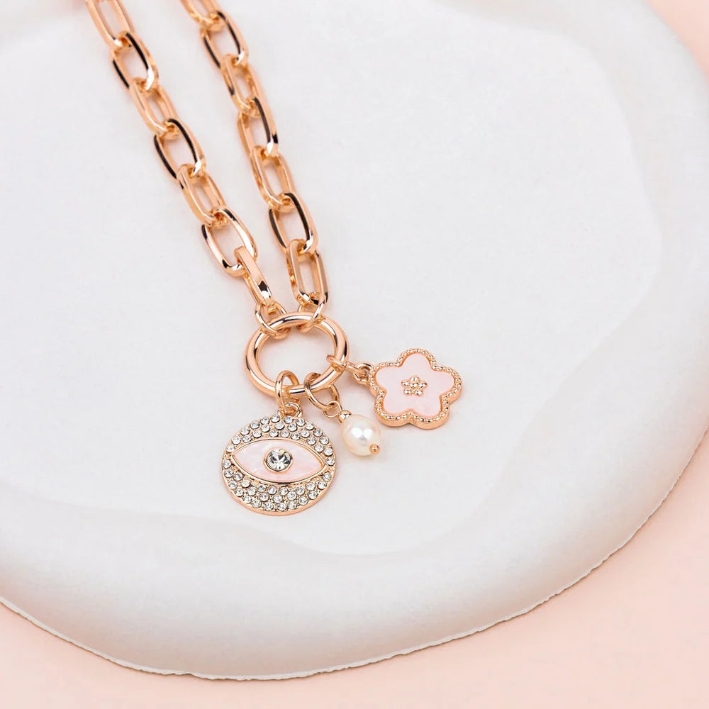 Lilly Co Crystal Eye Charm Necklace L1946N