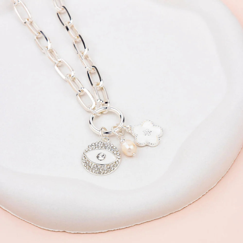 Lilly Co Crystal Eye Charm Necklace L1946N