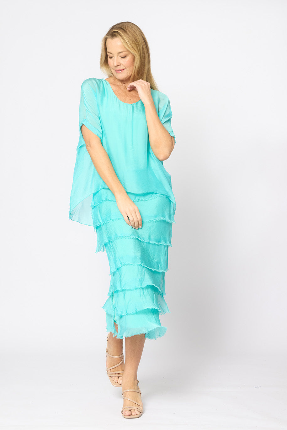 La Strada Frayed Edge Silk Dress LSD21-703