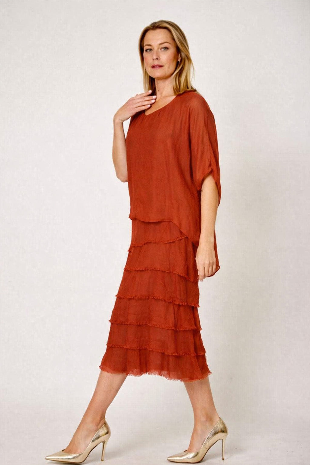 La Strada Frayed Edge Silk Dress LSD21-703