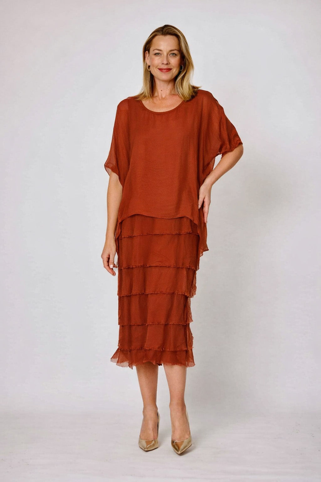 La Strada Frayed Edge Silk Dress LSD21-703