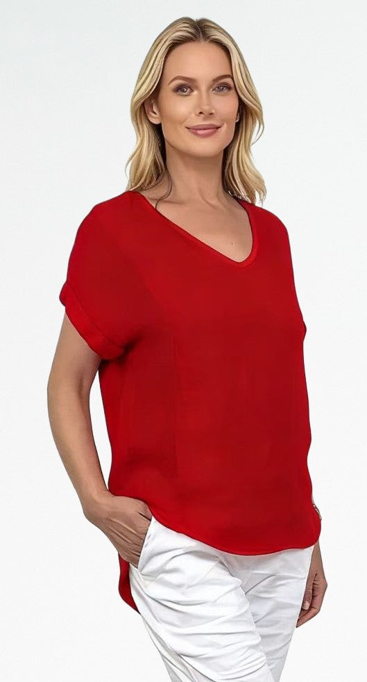 La Strada Linen V Neck Top LST19-237