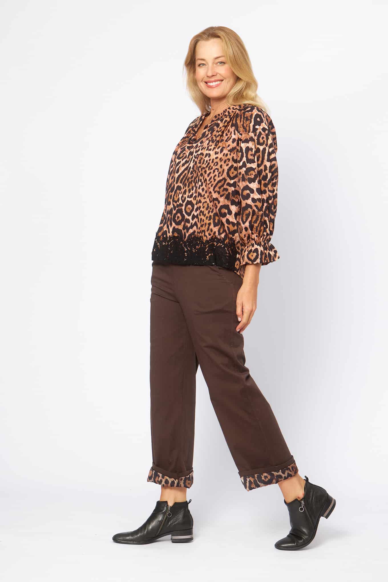 La Strada Leopard Hem Pants LSP26-25